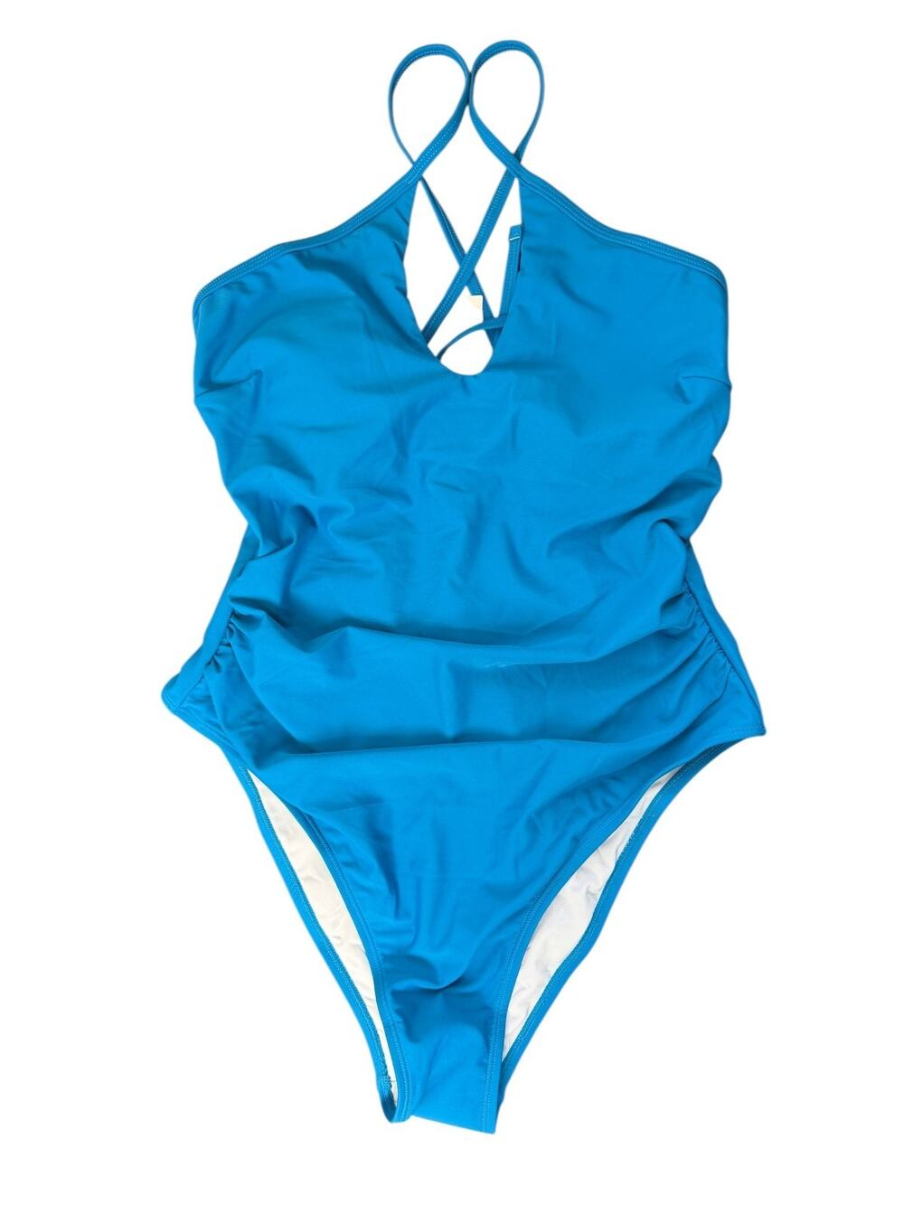Cupshe Blue Cutout Criss Cross One Piece Swimsuit Women's L NWT Beach Vacation